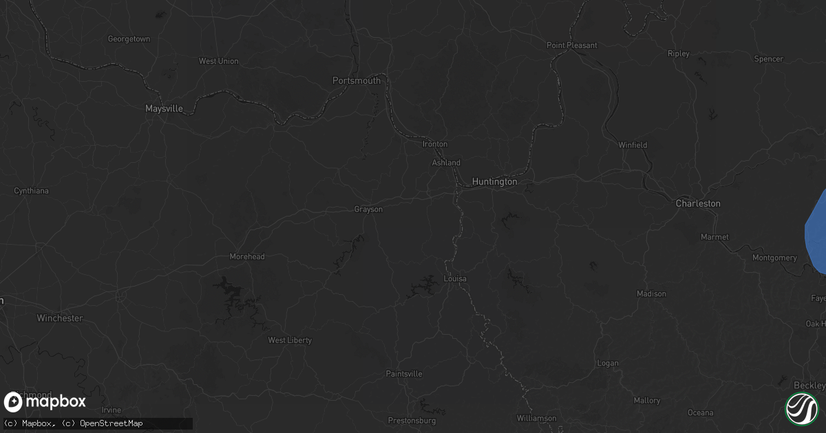 Hail map in Rush, KY on August 16, 2026