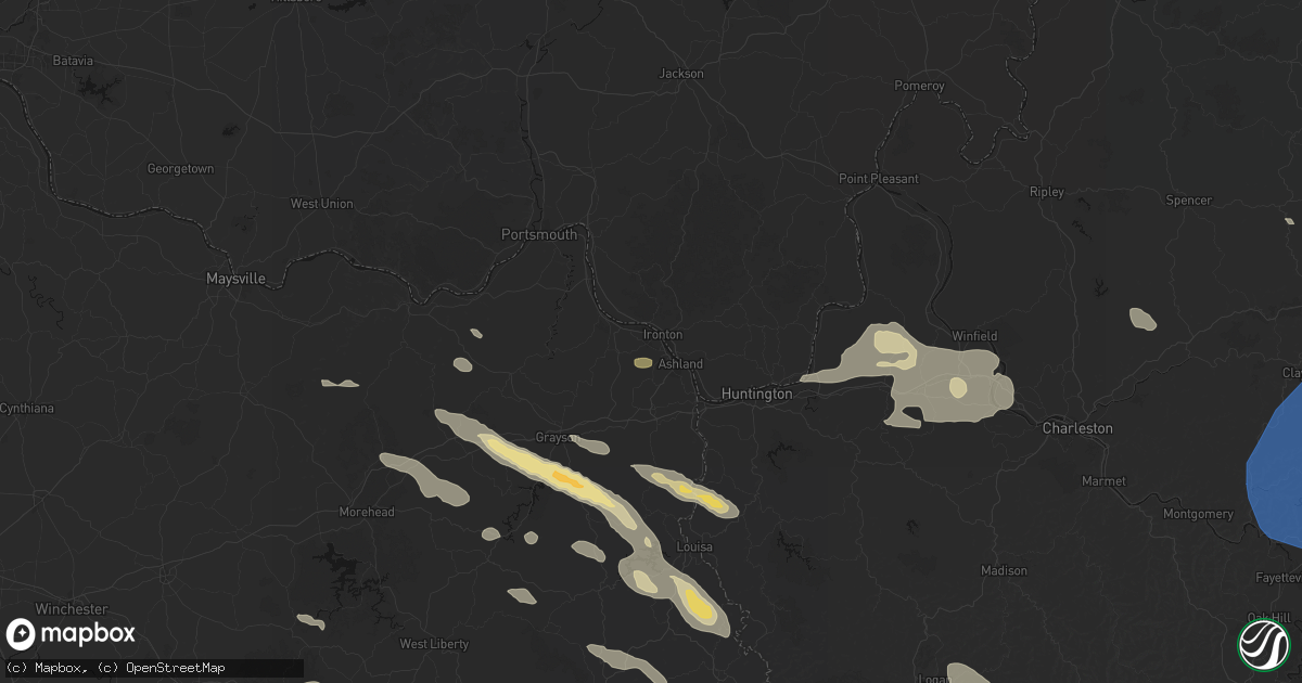 Hail map in Russell, KY on August 16, 2026