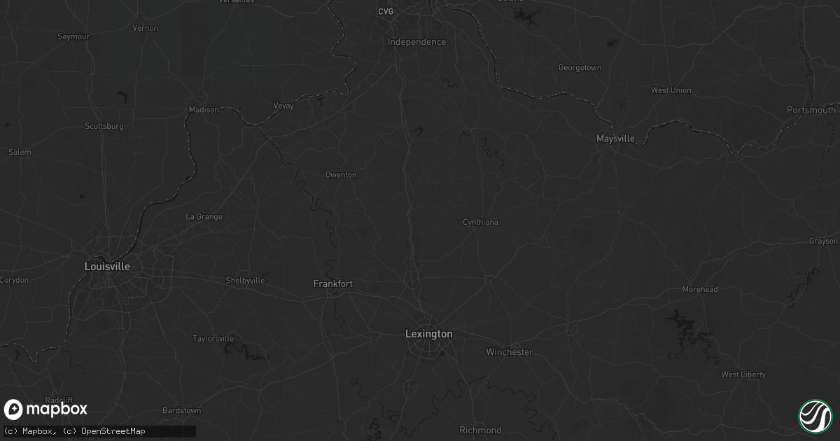 Hail map in Sadieville, KY on August 16, 2026