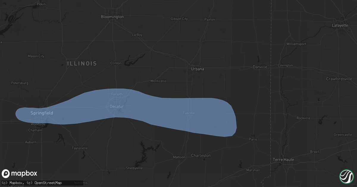 Hail map in Sadorus, IL on August 16, 2026