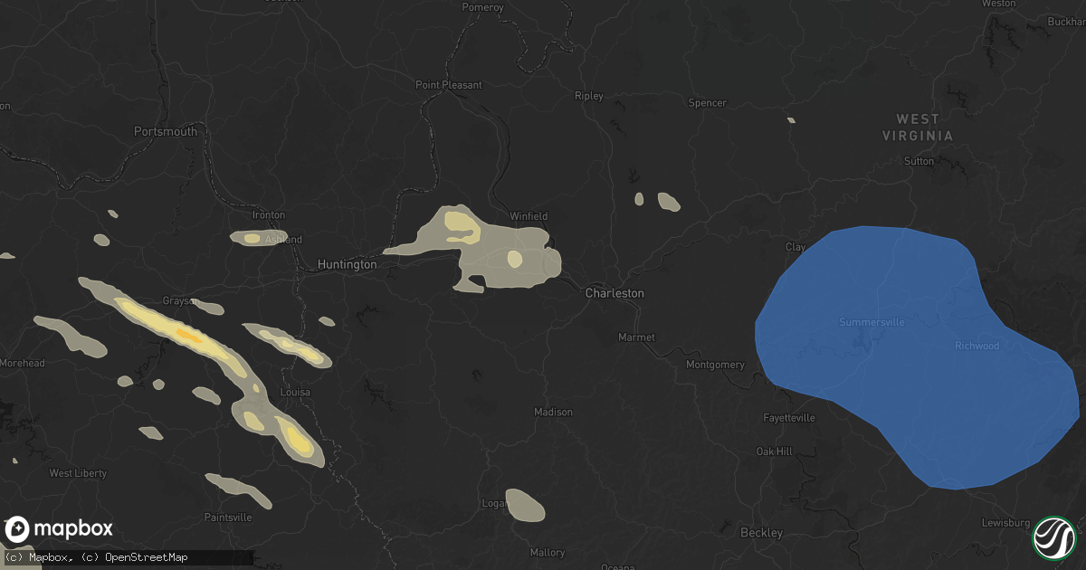 Hail map in Saint Albans, WV on August 16, 2026