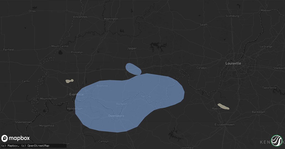 Hail map in Saint Meinrad, IN on August 16, 2026