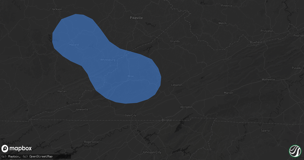 Hail map in Saint Paul, VA on August 16, 2026