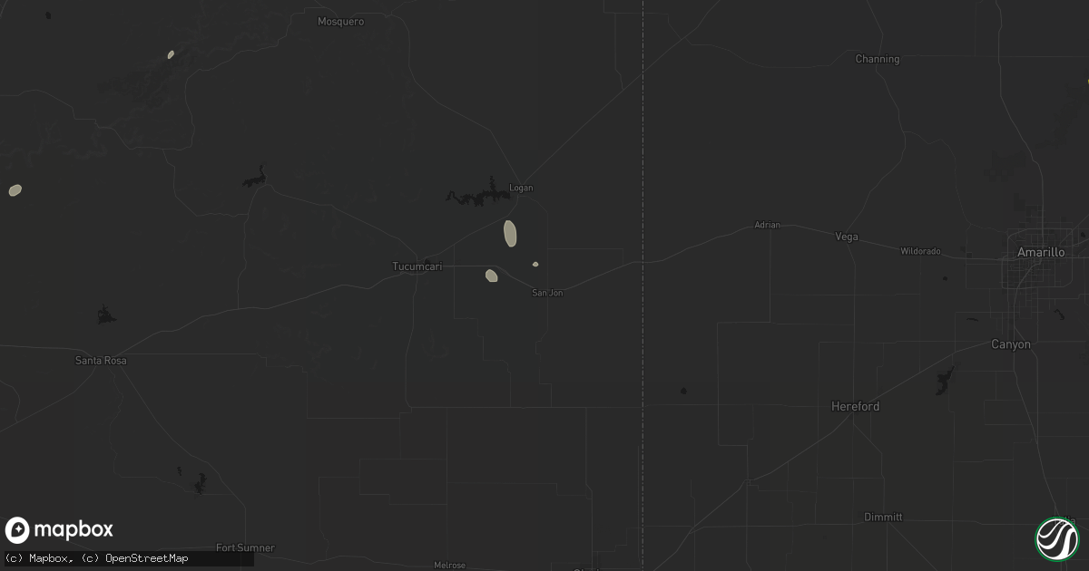 Hail map in San Jon, NM on August 16, 2026