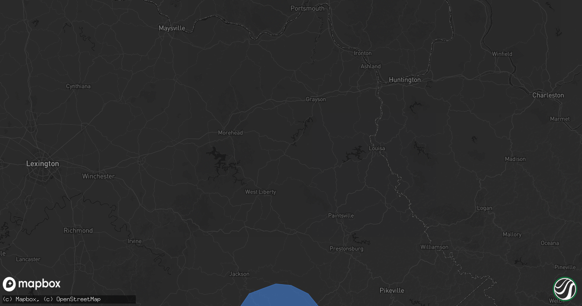 Hail map in Sandy Hook, KY on August 16, 2026