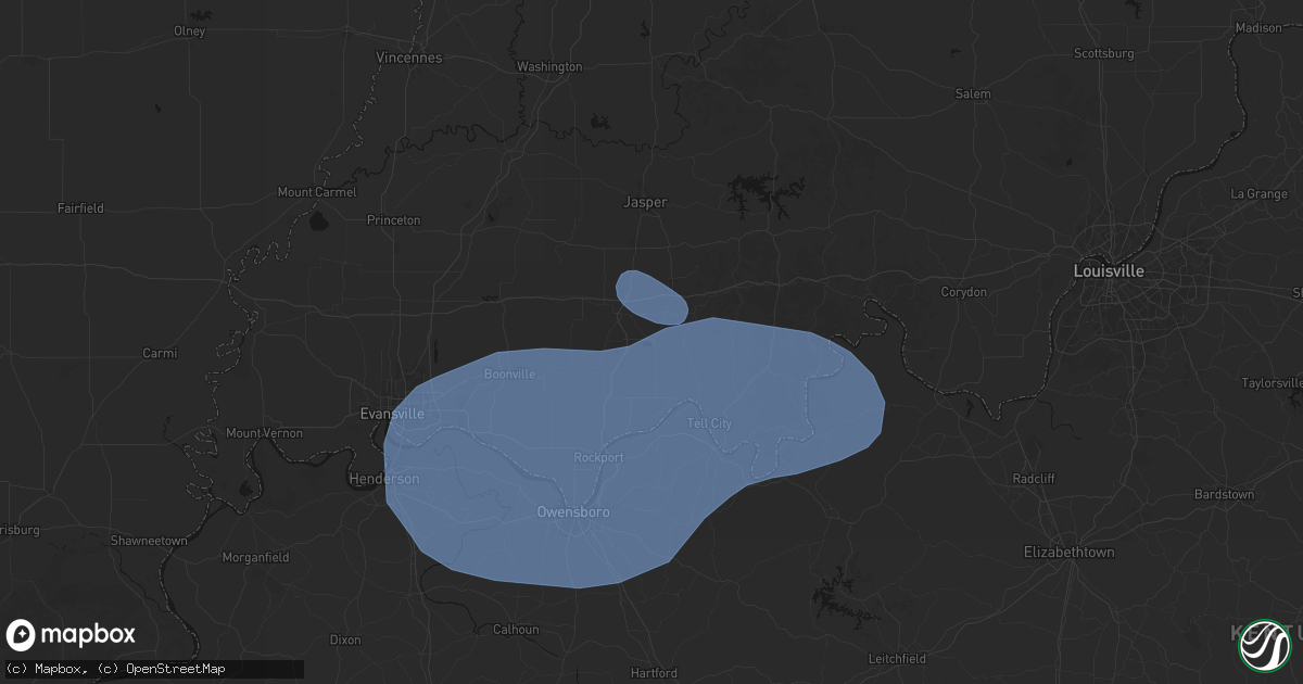 Hail map in Santa Claus, IN on August 16, 2026
