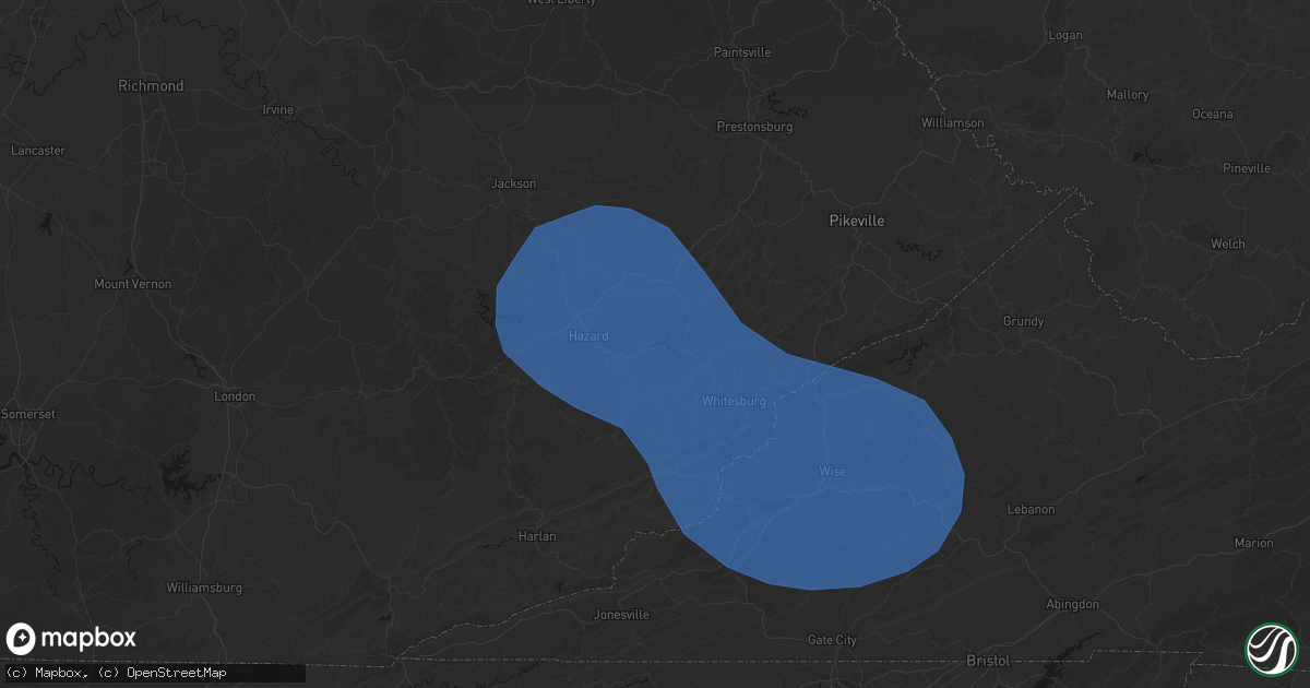 Hail map in Sassafras, KY on August 16, 2026
