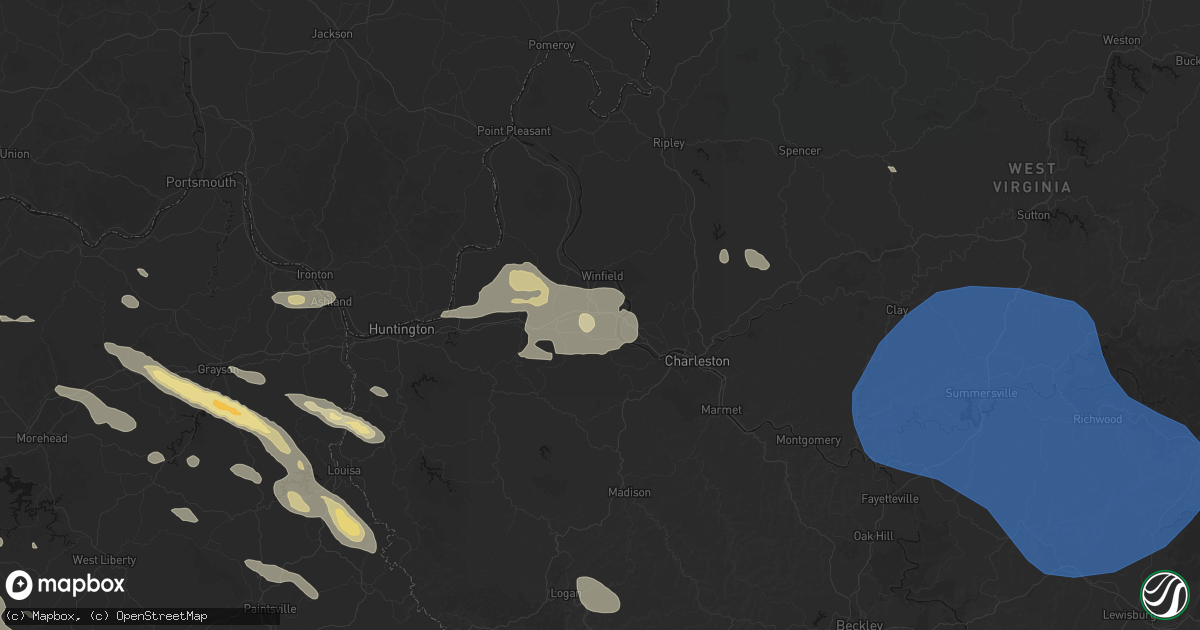 Hail map in Scott Depot, WV on August 16, 2026