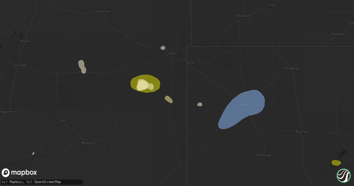 Hail map in Sedan, NM on August 16, 2026