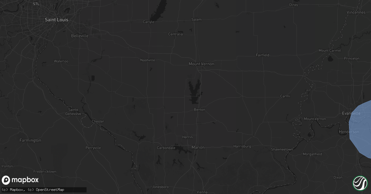 Hail map in Sesser, IL on August 16, 2026