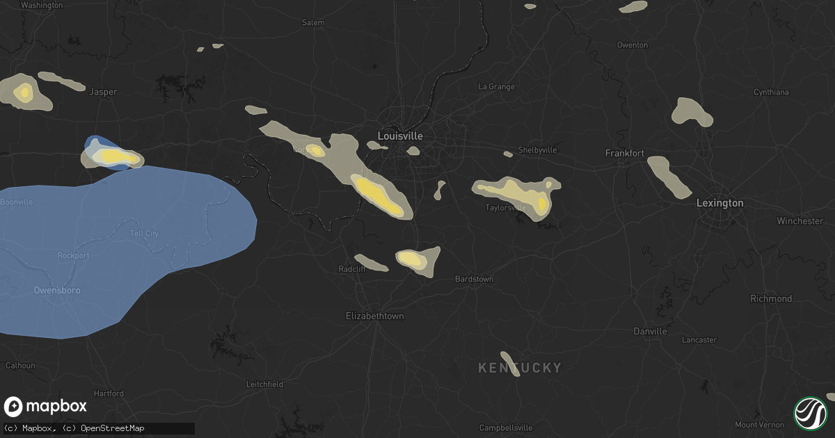 Hail map in Shepherdsville, KY on August 16, 2026
