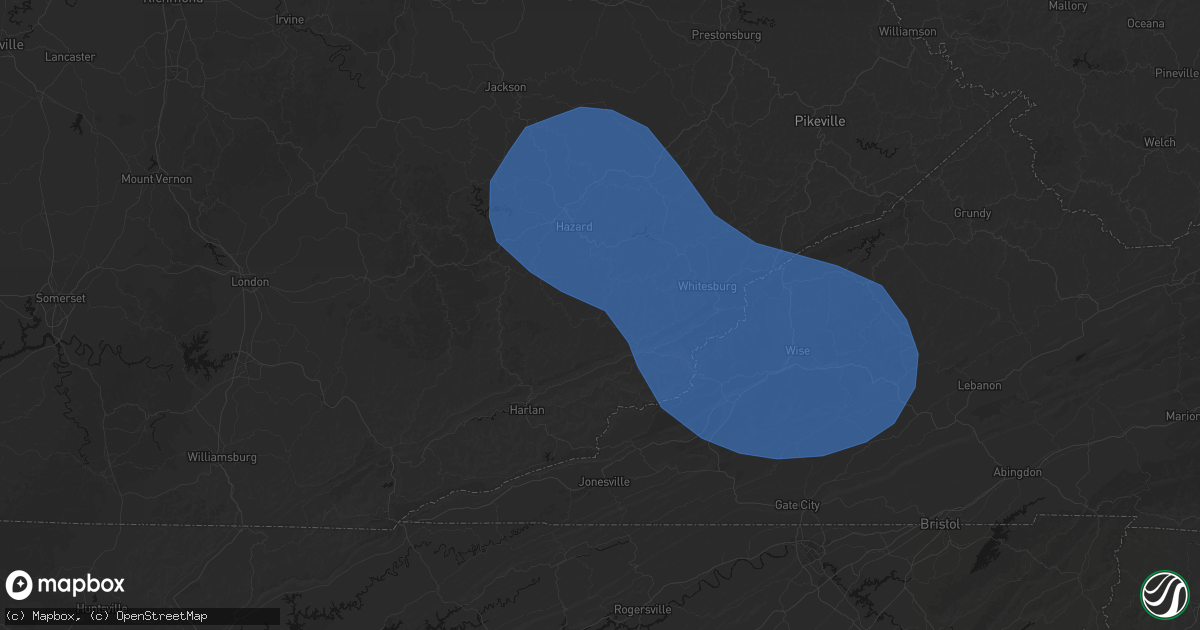 Hail map in Slemp, KY on August 16, 2026