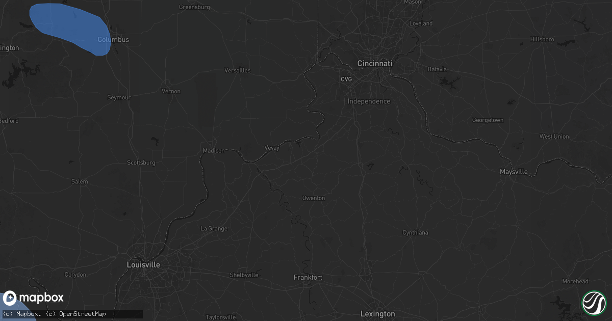 Hail map in Sparta, KY on August 16, 2026