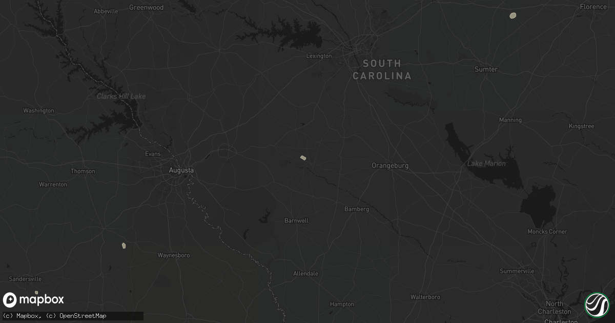 Hail map in Springfield, SC on August 16, 2026