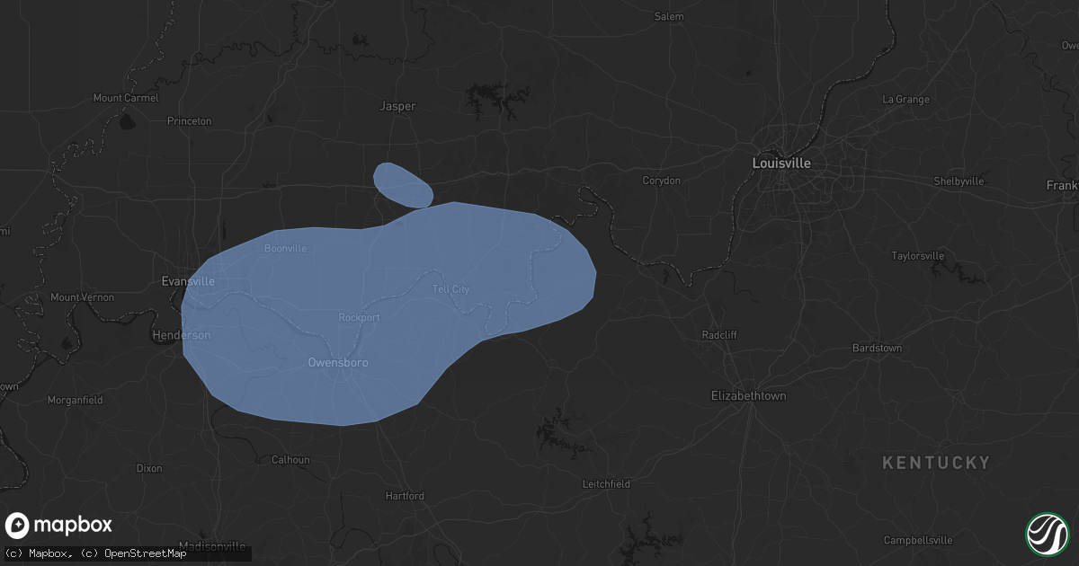 Hail map in Stephensport, KY on August 16, 2026