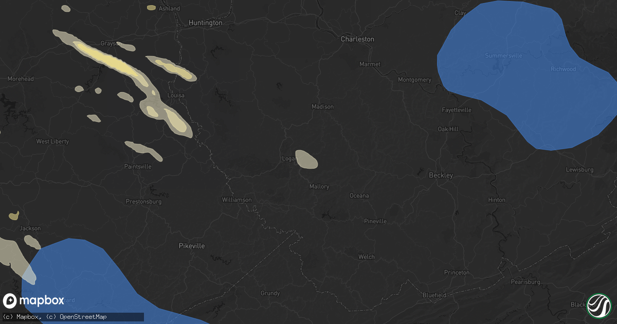 Hail map in Stollings, WV on August 16, 2026