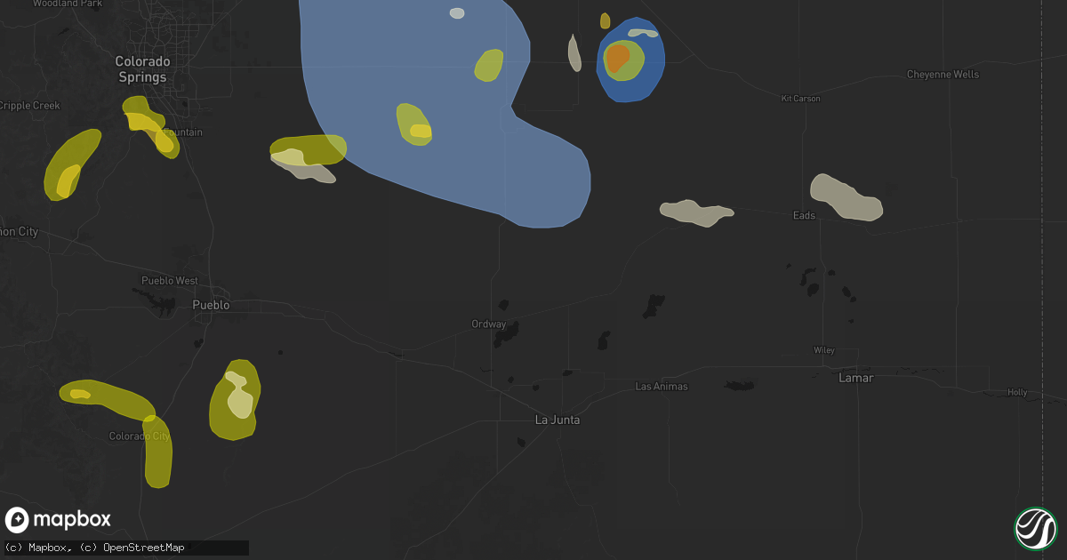 Hail map in Sugar City, CO on August 16, 2026