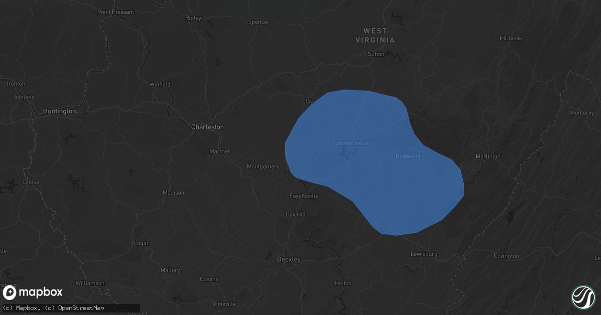 Hail map in Swiss, WV on August 16, 2026