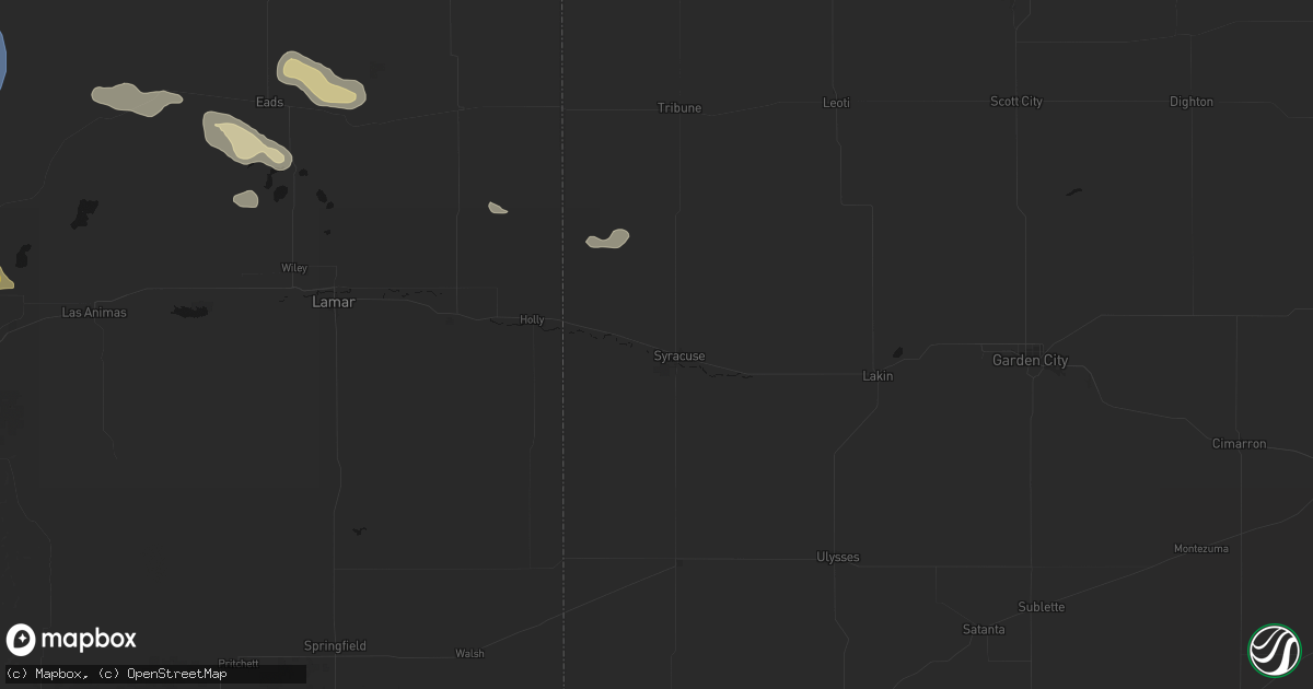 Hail map in Syracuse, KS on August 16, 2026