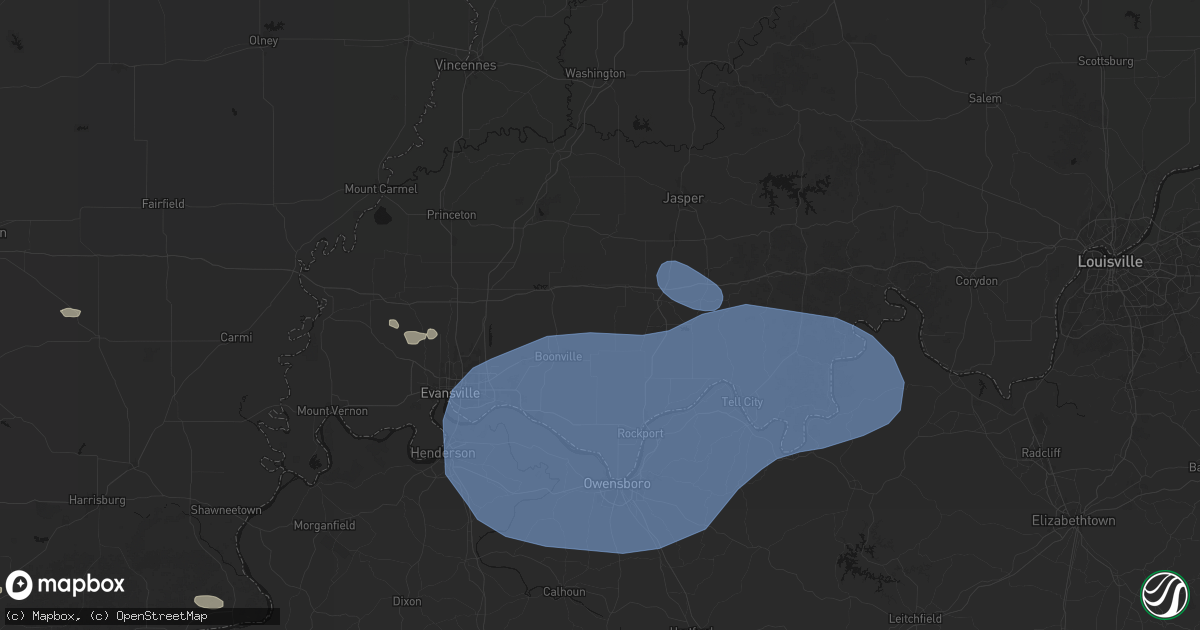 Hail map in Tennyson, IN on August 16, 2026