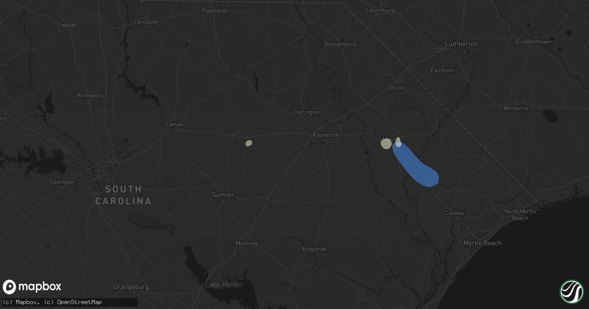 Hail map in Timmonsville, SC on August 16, 2026