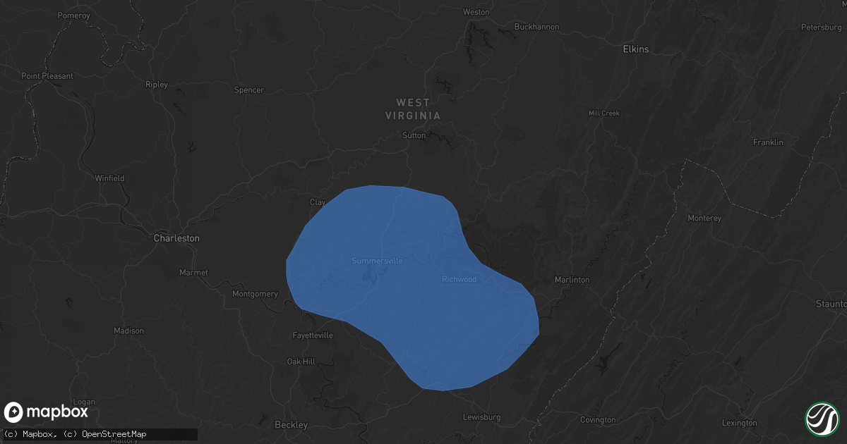 Hail map in Tioga, WV on August 16, 2026
