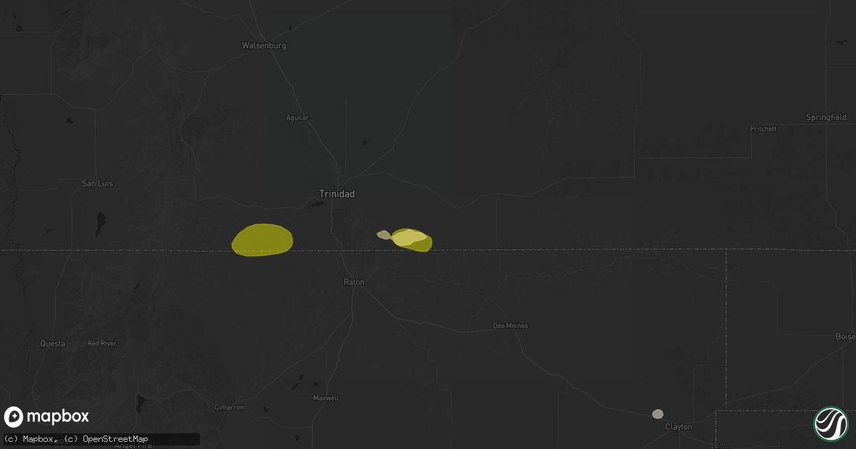 Hail map in Trinchera, CO on August 16, 2026