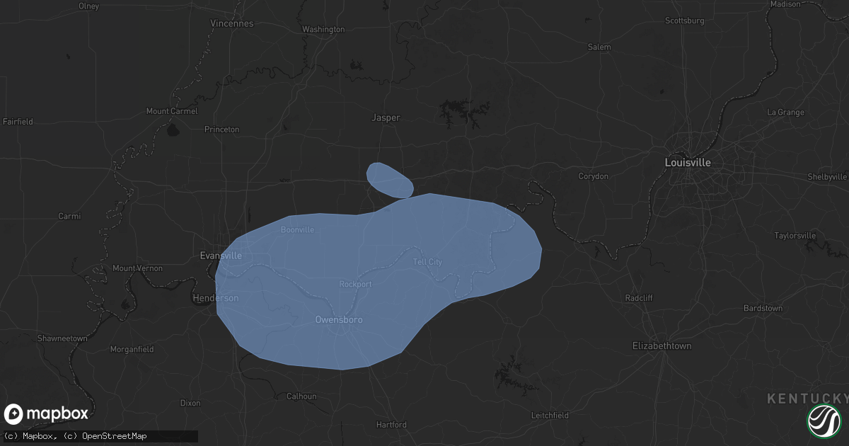 Hail map in Troy, IN on August 16, 2026