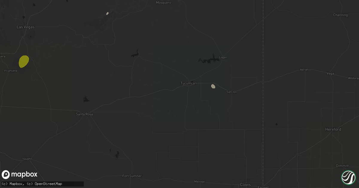 Hail map in Tucumcari, NM on August 16, 2026