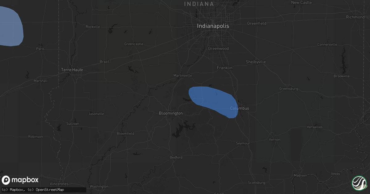 Hail map in Unionville, IN on August 16, 2026