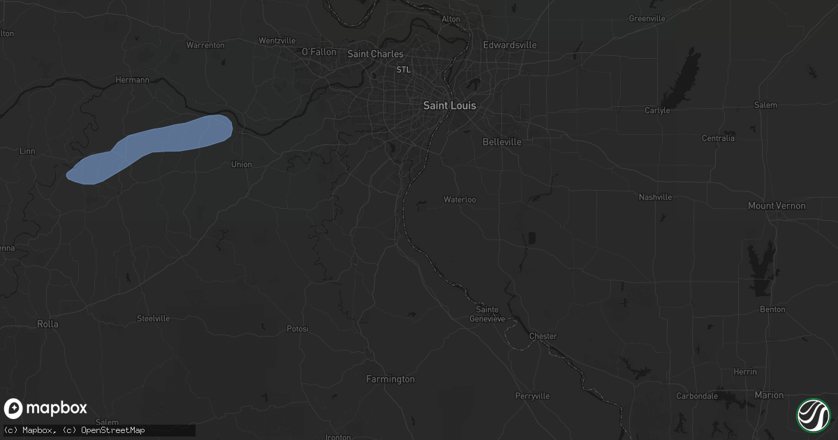 Hail map in Valmeyer, IL on August 16, 2026