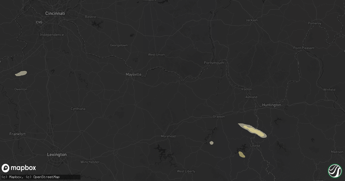 Hail map in Vanceburg, KY on August 16, 2026
