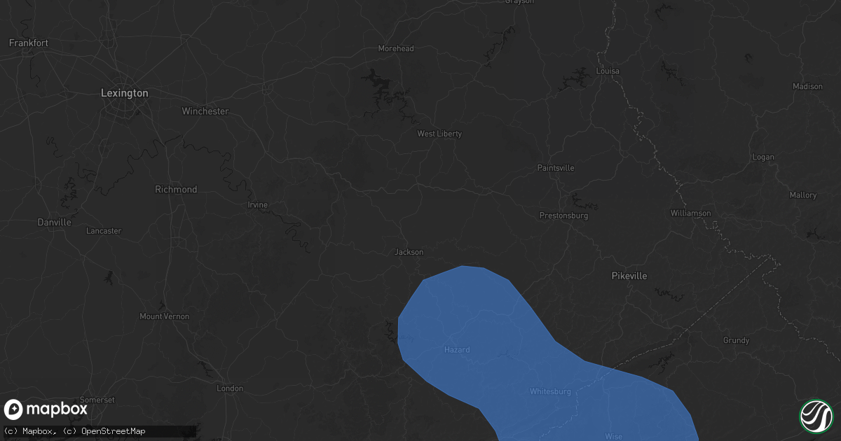 Hail map in Vancleve, KY on August 16, 2026