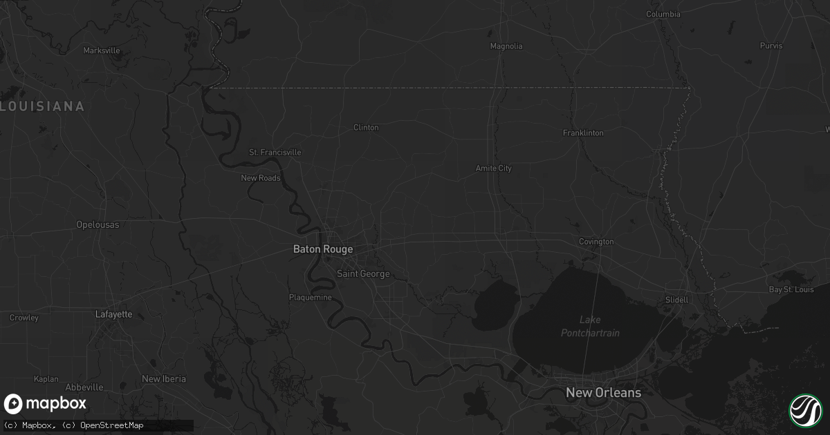 Hail map in Walker, LA on August 16, 2026