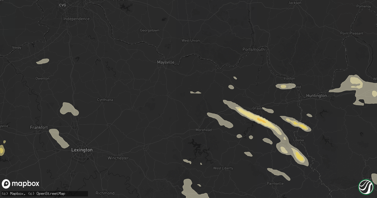 Hail map in Wallingford, KY on August 16, 2026