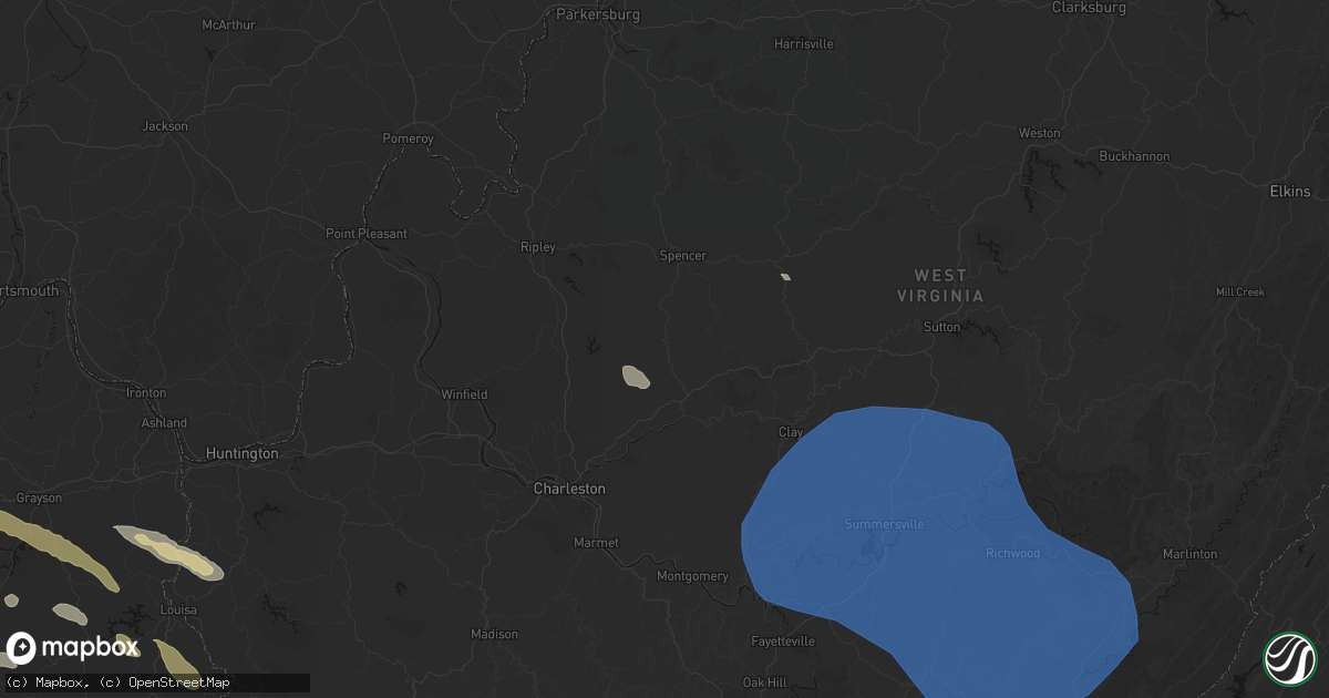 Hail map in Walton, WV on August 16, 2026