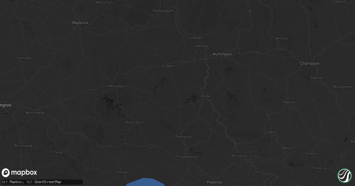 Hail map in Webbville, KY on August 16, 2026
