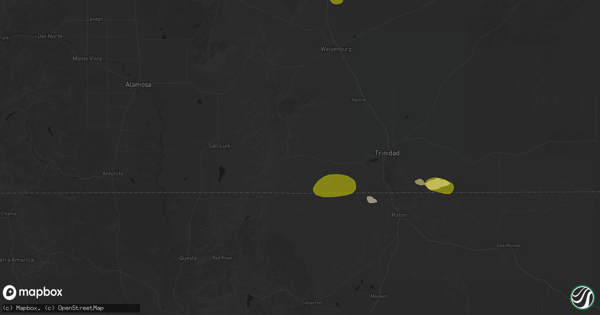 Hail map in Weston, CO on August 16, 2026