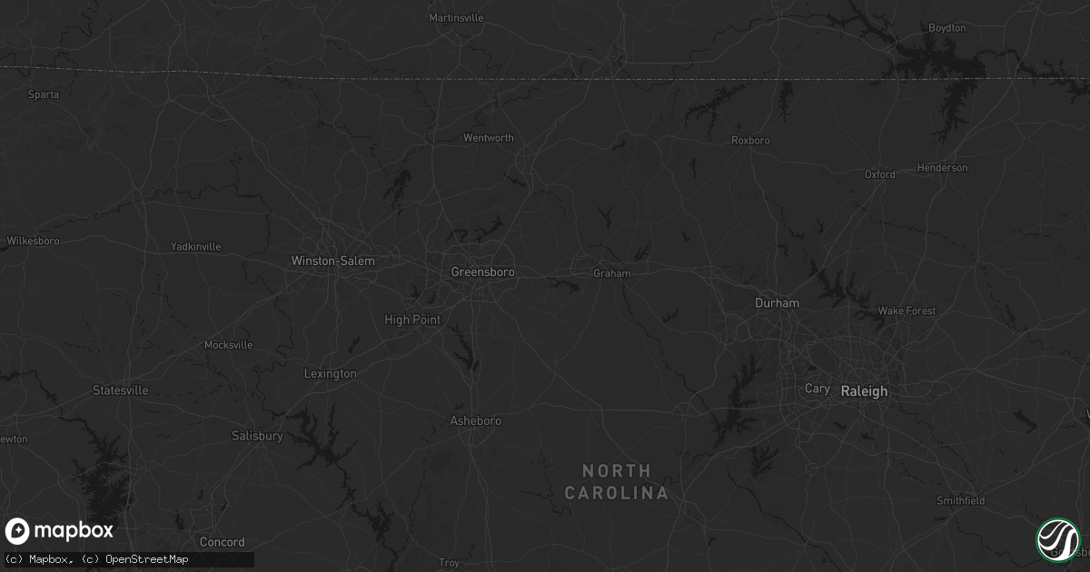 Hail map in Whitsett, NC on August 16, 2026