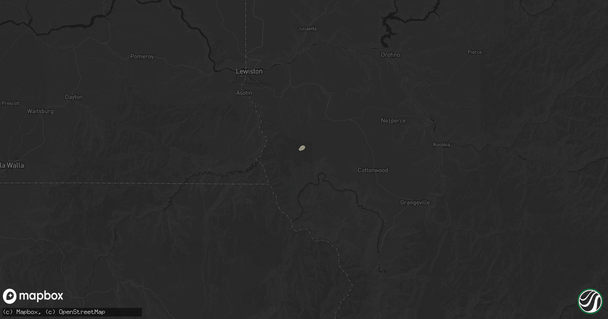 Hail map in Winchester, ID on August 16, 2026