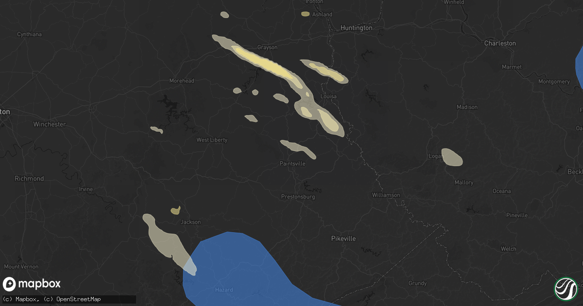 Hail map in Wittensville, KY on August 16, 2026