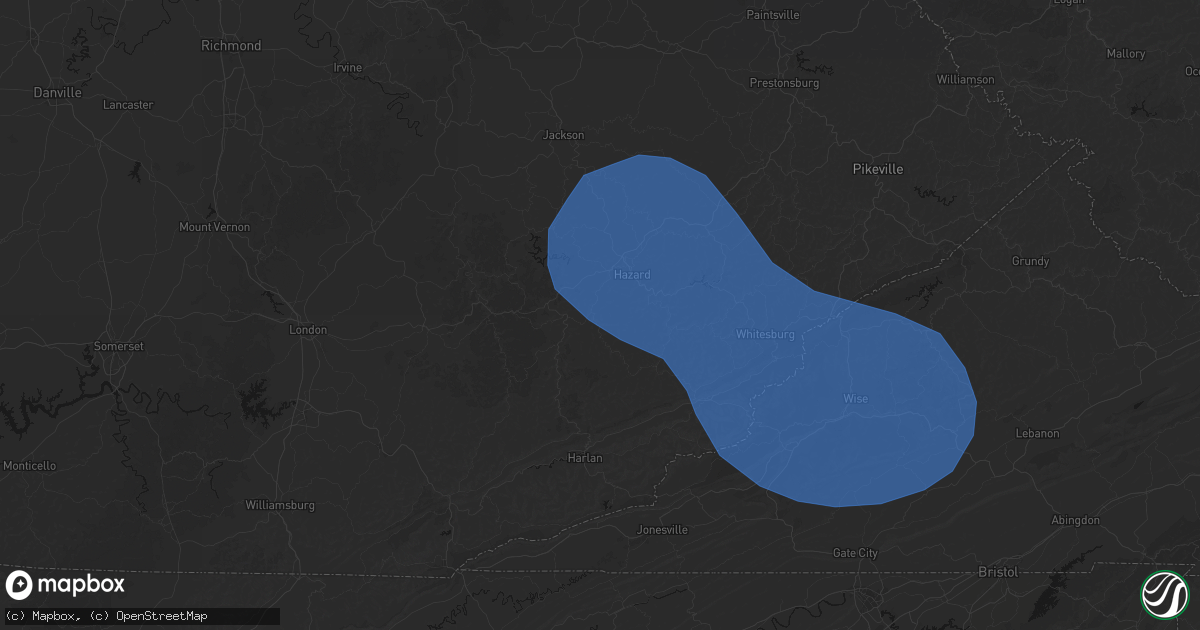 Hail map in Wooton, KY on August 16, 2026