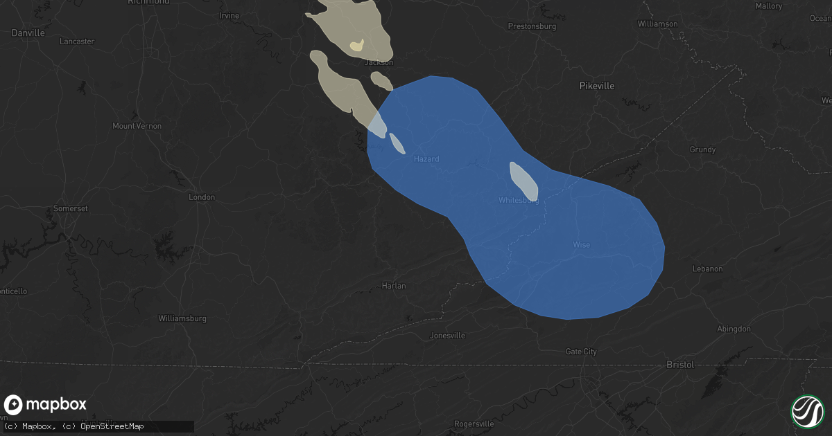 Hail map in Yeaddiss, KY on August 16, 2026