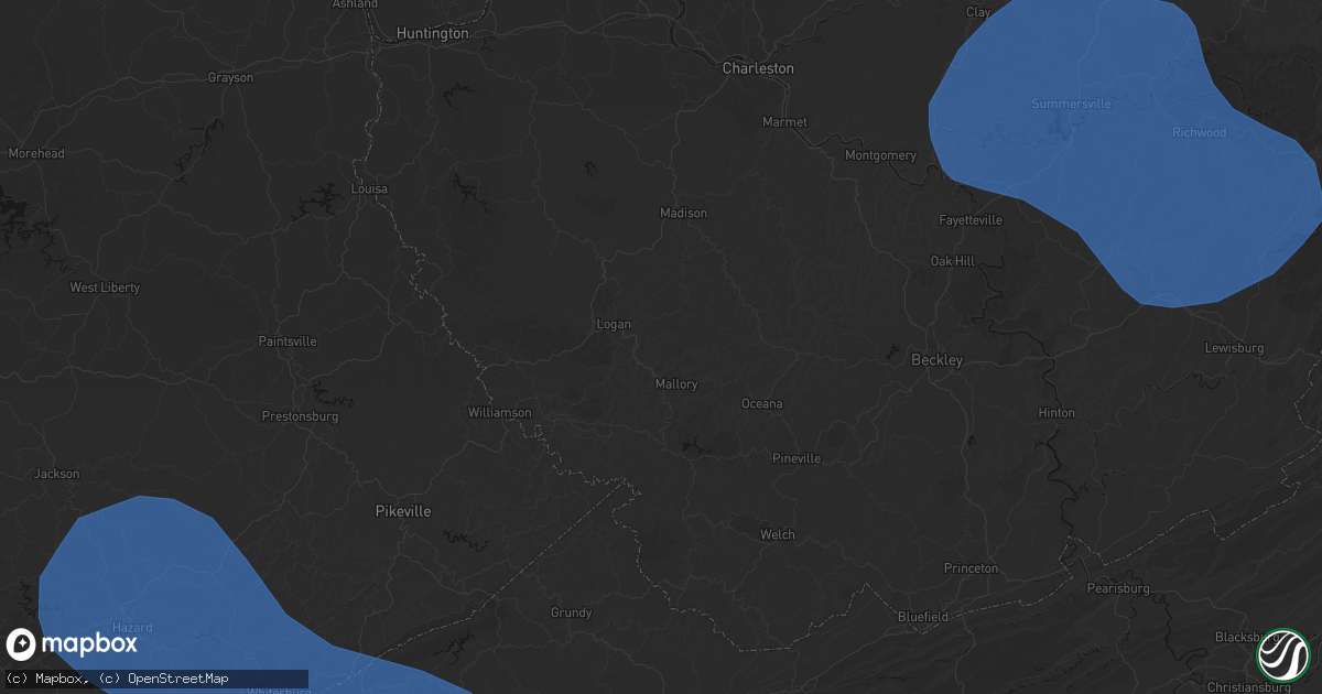 Hail map in Yolyn, WV on August 16, 2026