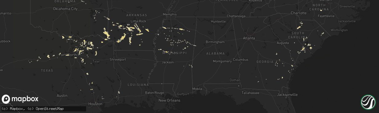 Hail map in Arkansas on August 17, 2012