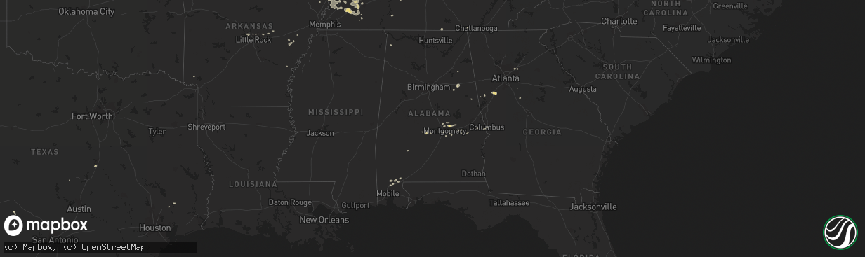 Hail map in Alabama on August 17, 2014