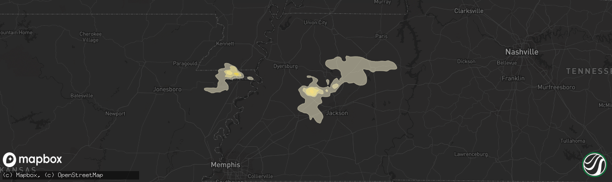 Hail map in Alamo, TN on August 17, 2014