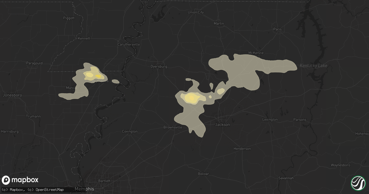 Hail map in Alamo, TN on August 17, 2014