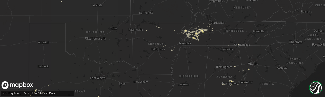 Hail map in Arkansas on August 17, 2014