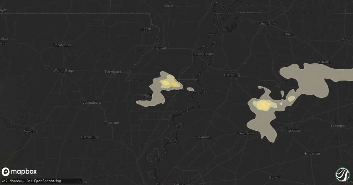 Hail map in Blytheville, AR on August 17, 2014